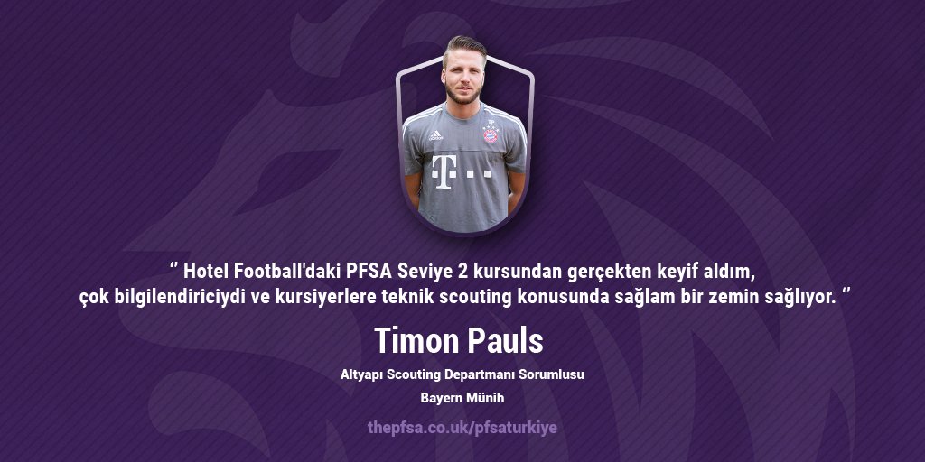 ⚽️ <a href="/FCBayern/">FC Bayern München</a>'de Altyapı Scouting Departmanı Sorumlusu olarak görev yapan #TimonPauls'un #PFSA hakkındaki görüşleri böyle 🚀

👇 Tüm referanslarımızı görmek ve lansmana özel %40 indirim fırsatından hemen yararlanmak için sayfamızı ziyaret edebilirsiniz:

🔗 bit.ly/2WSper8