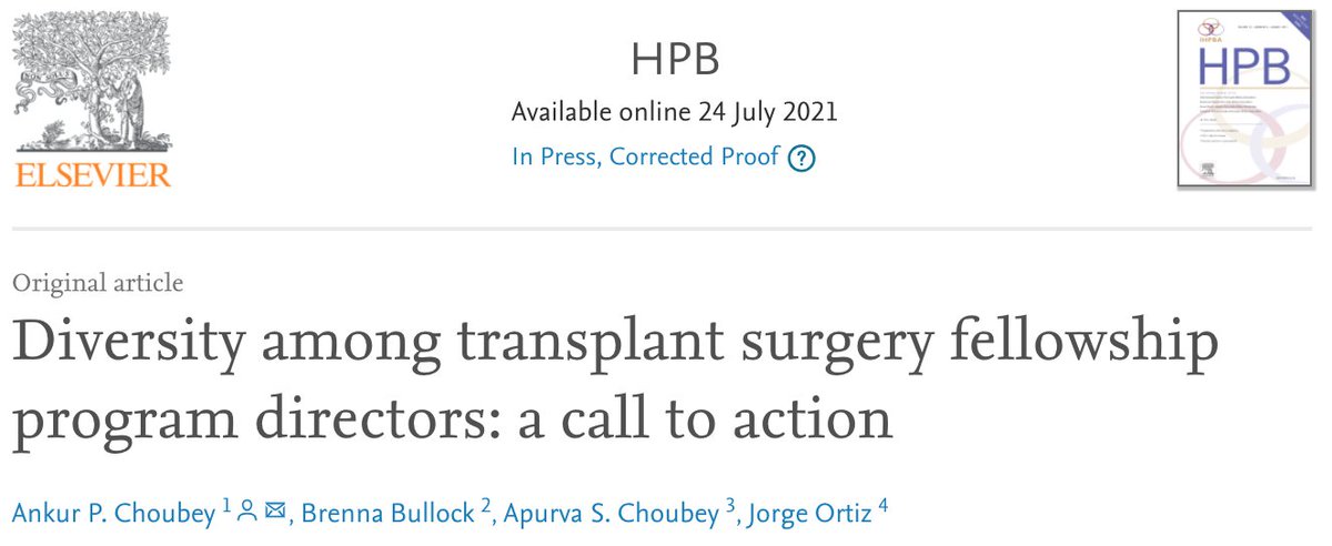 Ankur P. Choubey (@ankurpchoubey) on Twitter photo Excited to share our recent work featured in <a href="/hpbjournal/">@HPBjournal</a> on diversity among transplant surgery fellowship directors. <a href="/rwjsurgery/">Rutgers RWJMS Surgery</a>
sciencedirect.com/science/articl… Excited to share our recent work featured in <a href="/hpbjournal/">@HPBjournal</a> on diversity among transplant surgery fellowship directors. <a href="/rwjsurgery/">Rutgers RWJMS Surgery</a>
sciencedirect.com/science/articl…