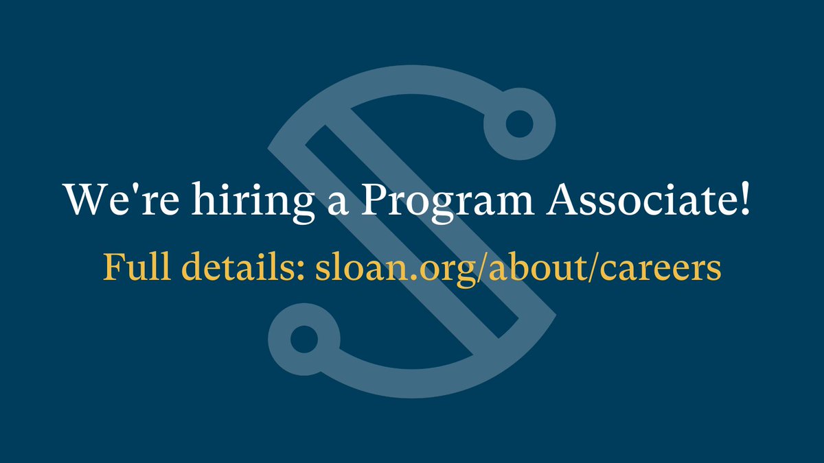 SloanFoundation's tweet image. Come work with us! @SloanPublic (our Program in Public Understanding of Science and Technology) is looking for a program associate. Full details and how to apply here: sloan.org/about/careers 🎉