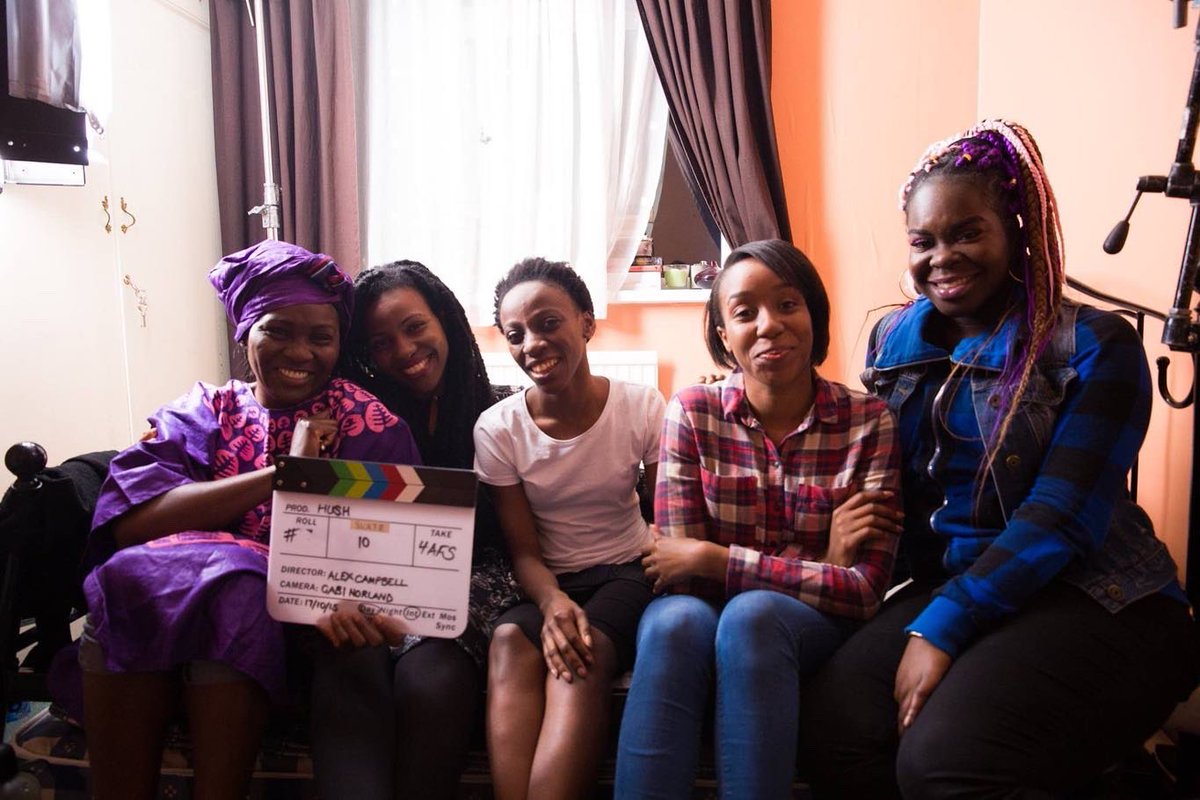 All smiles and good vibes on the set of #HUSH which premieres at 6pm tonight on #MYM! 🔥

#shortfilm #filmproduction #mentalhealth #girlhood #blackfamilies #uk #british #nigerian #britishnigerian #behindthescenes #bts #actor #actress #acting #setlife #director #setfamily