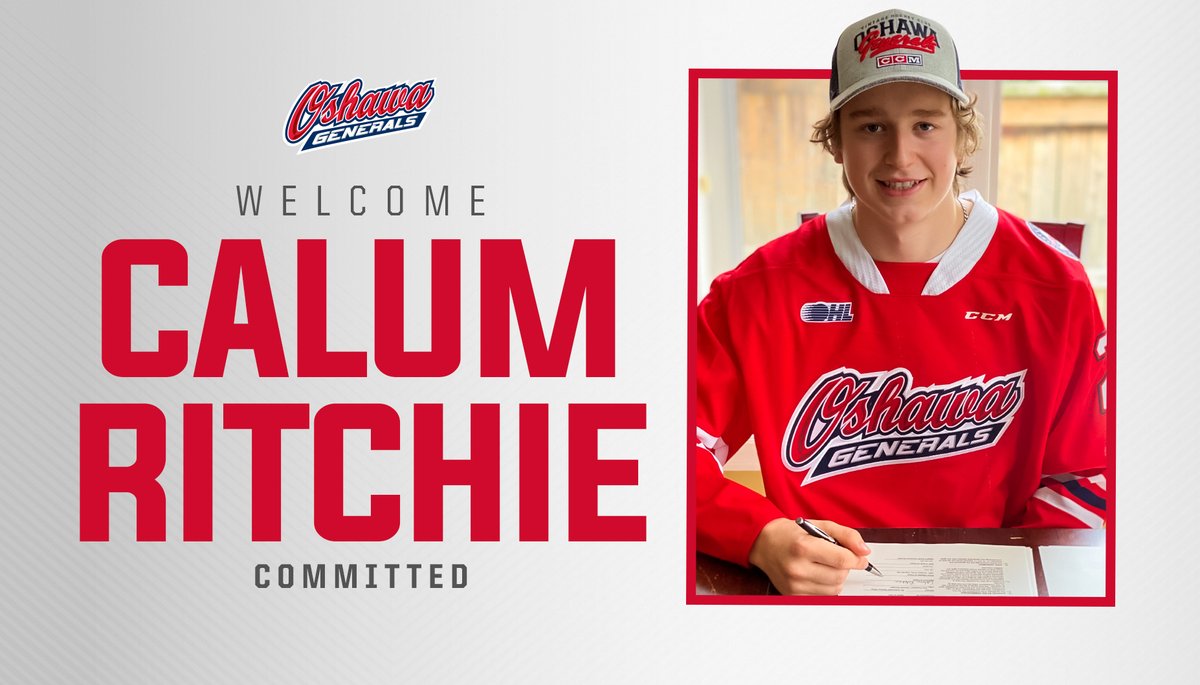 The moment we have all been waiting for is now a reality.

Calum Ritchie has OFFICIALLY joined your Oshawa Generals!

📰 | bit.ly/3geuiwM

#GensNation | #GameON