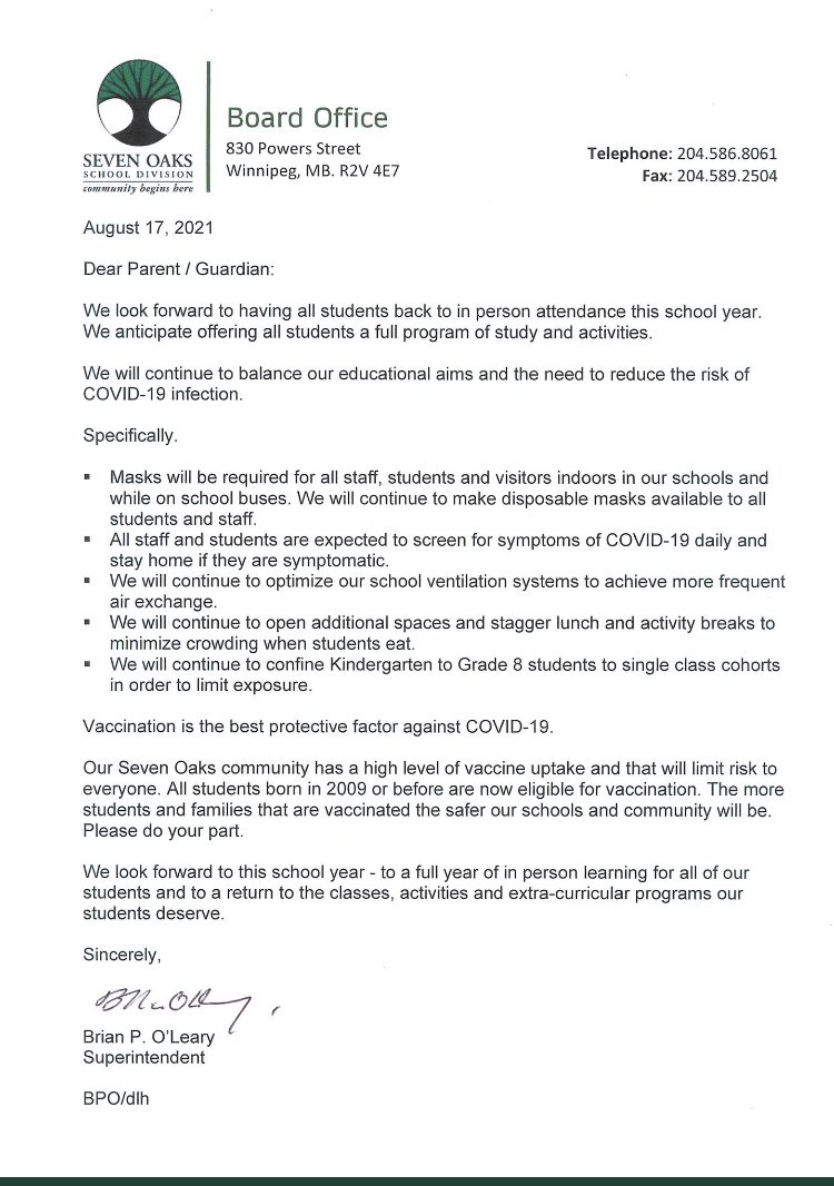 See this important back to school letter from @7OaksSchoolDiv