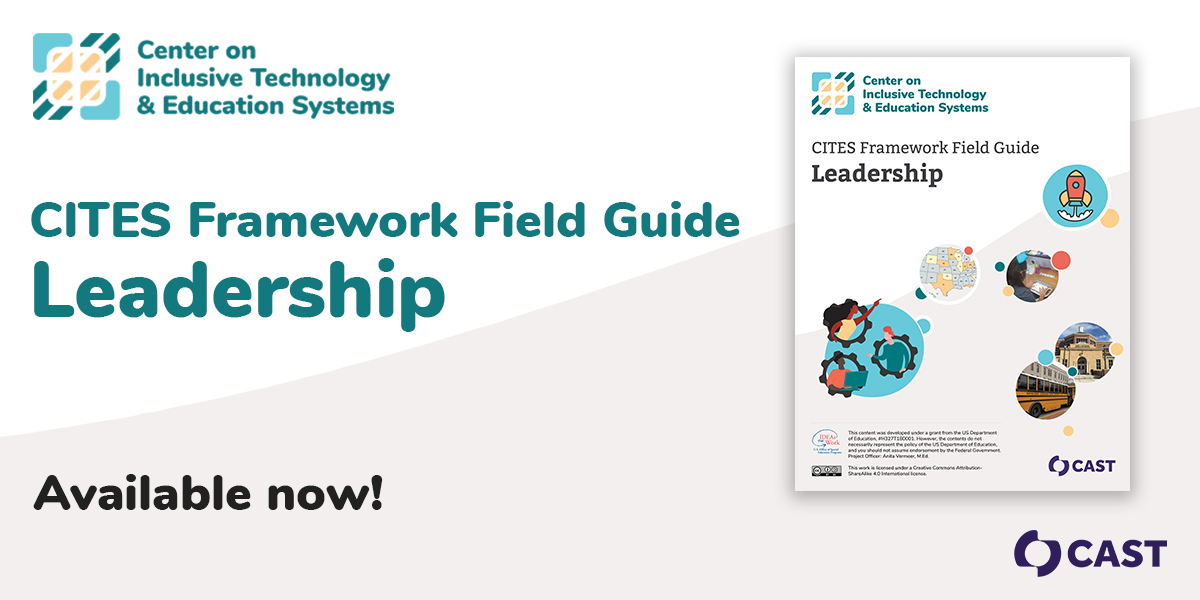CAST_UDL's tweet photo. Are you making a commitment to diversity, equity, inclusion, and accessibility in your district? Use the CITES Field Guide for Leadership to get started developing a truly inclusive technology ecosystem. https://t.co/EUJ1aNwMGM #ATChat #EdTech #Leadership #InclusiveEdTech https://t.co/0kuIDPMySQ