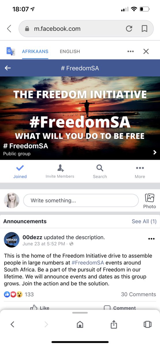 megan_knipe's tweet photo. @ktmdirtbarbie @KnowledgePhila1 Join #FreedomSA on FB. That’s their goal https://t.co/LY2VxpCrRs