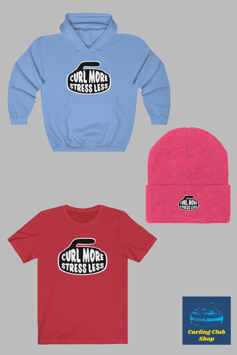 CurlingClubShop's tweet photo. new t's, beanies and hoodies are at the shop!

curl more stress less 🥌

https://t.co/zduUFEISIh 
#broomstack #bonspiel #curling https://t.co/dmFSX0mYrX