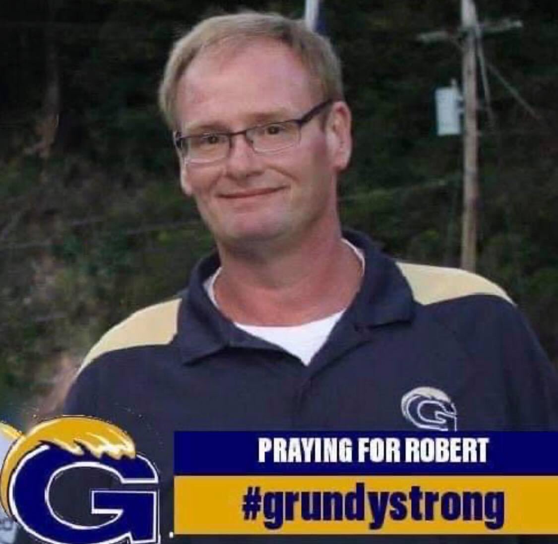 grundy_high's tweet photo. Please, remember our fellow teacher, friend, Coach, and colleague, Robert Hibbitts in your prayers as he undergoes surgery on Friday.
To show our support for Coach Hibbitts we’ll all be wearing Grundy blue and gold Friday. 💙💛 https://t.co/afNlI5fo13
