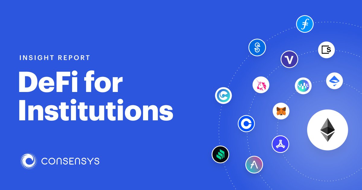 Consensys's tweet photo. Have you read our Insight Report on #DeFi for Institutions?
We cover:
✨Institutional opportunities in DeFi
✨An overview of the ecosystem
✨Solutions by #MMInstitutional, #CodefiStaking, #CodefiActivate
https://t.co/7rAy5tPeQY https://t.co/SbPbM2S0Lz