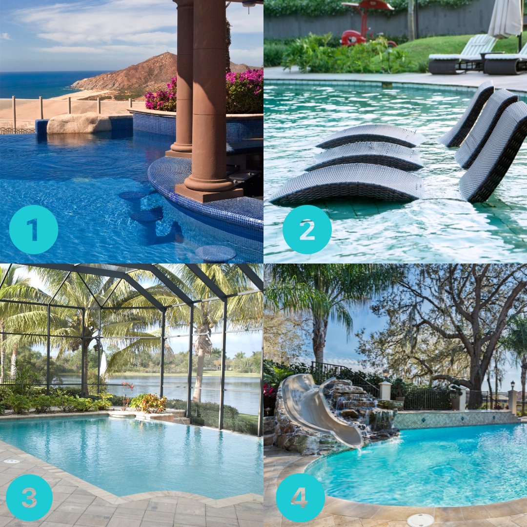 celest_secrist's tweet image. We all love a good backyard pool. But what we 𝓇𝑒𝒶𝓁𝓁𝓎 want to know is which of these features would you want in your pool? 1 - swim up bar, 2 - Baja shelf, 3 - screened-in or 4 - rock slide/waterfall? Hit the comments and let us know! 🏠♥️
#poolfeatures #sandiegorealestate