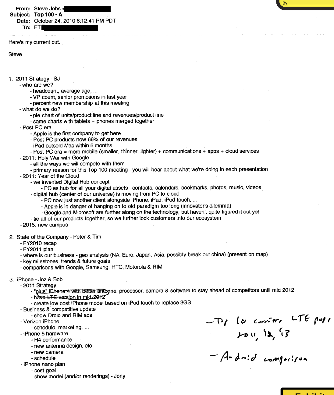 Internal Tech Emails on Twitter "Steve Jobs outlines Apple's strategy