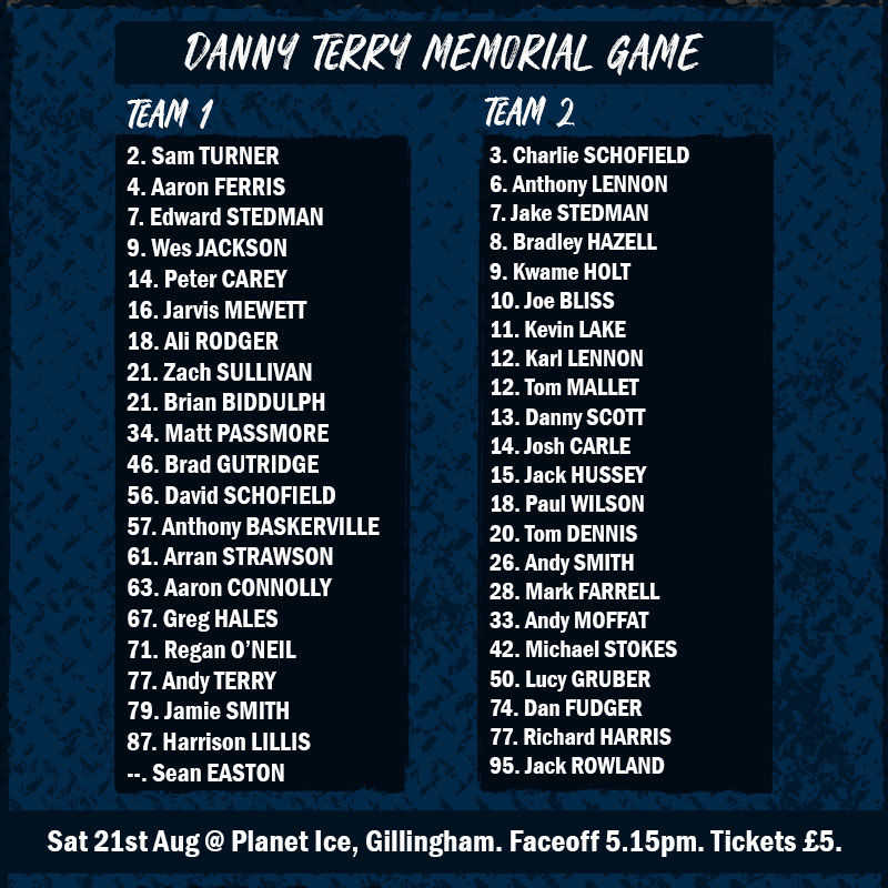 InvictaDynamos's tweet photo. Danny Terry's memorial game is THIS SATURDAY.

Doors open 4pm. Faceoff 5.15pm. Tickets £5. Money raised to be donated to charity. Teams will feature players from throughout Danny's years in hockey. 

Please help celebrate Danny's life whilst raising funds for two great causes. https://t.co/ySOuHaEUsP