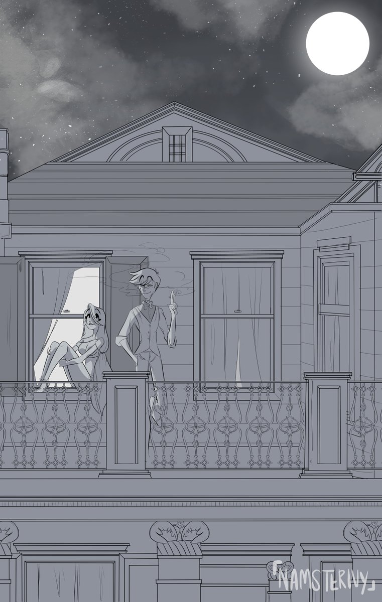 NamelessAnami's tweet photo. Watching the stars on a night sky in New Orleans~

A #Chalastor #Commission  that I did for the lovely Al uvu <3(and that i just noticed i hadn't publish yet LOL)

 #commissions #HazbinHotelAlastor #HazbinHotelCharlie #Alastor #CharlieMagne #CharlieHazbinhotel #AlastorHazbinhotel https://t.co/hKptHjqIfo