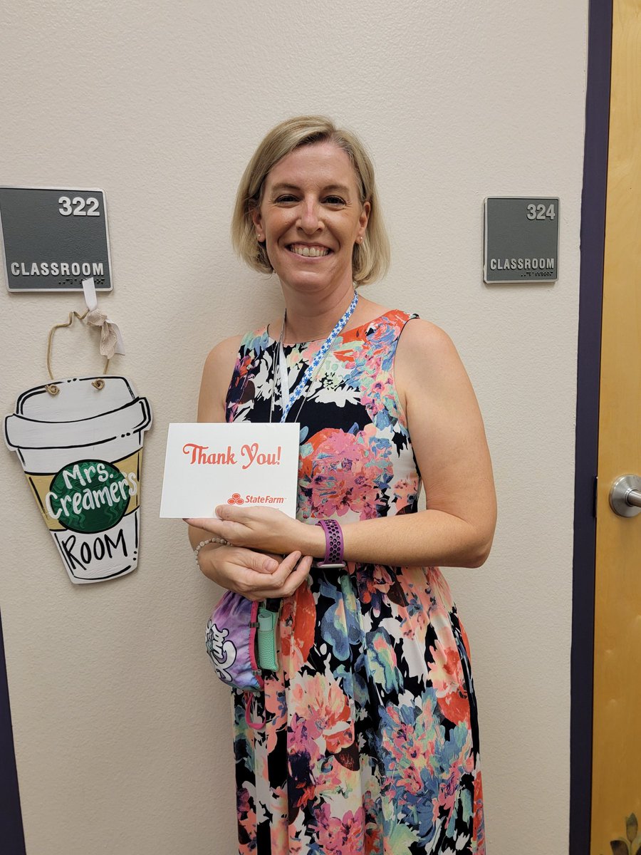 Congratulations to Mrs. Creamer on being employee of the month for August. We appreciate State Farm and their partnership in this project.  #hawksforthewin #amazingteacher