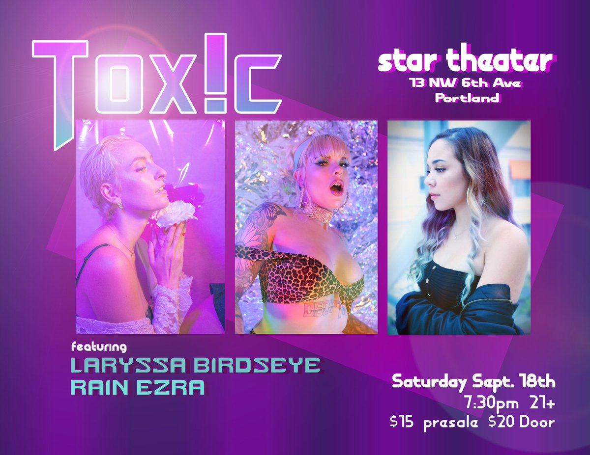 LaBirdseye's tweet photo. So there’s one thing I’m really excited for these days. I’ve got a SINGLE RELEASE SHOW on September 18th at the @StarTheaterPDX with my babes @gloriabuttons and @rainezra 

Get your tickets ASAP at the QR code below. It’s gonna be one hell of a night! https://t.co/oqHwRGtRPt