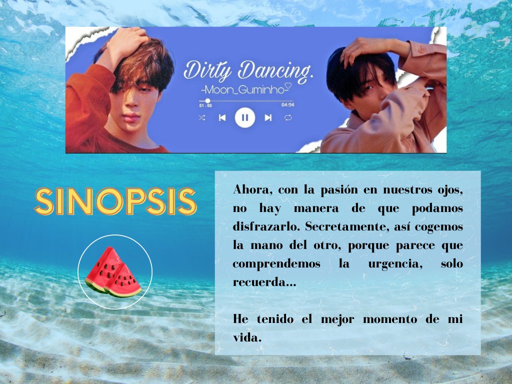 LuchaDeTusOjos's tweet photo. #SummerWeekChallenge
꧁Dirty Dancing꧂
🌊Pareja: YoonMin
🌊Escrito por: @Moon_Guminho88
🌊Link: https://t.co/hepgdIP9pk https://t.co/1YM0JrhkQl