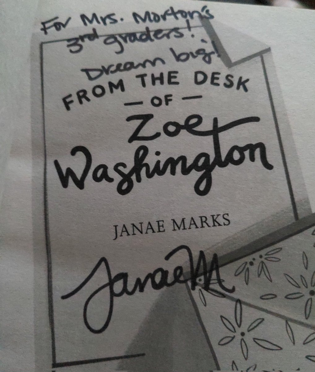 MamaMorton725's tweet photo. So excited I got to meet @JanaeMarksBooks today @rjjulia !! Can't wait to read From The Desk of Zoe Washington with my 3rd graders!! @TVES_nb #TVESreads https://t.co/5VFd7JY04f