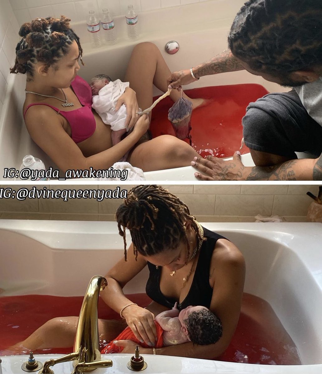 Delivering from the safety of our own home. We allowed the placenta to stay attached and umbilical cord to fall off on its own with both births.  the What’s more powerful, what’s more amazing &amp; what’s more beautiful than you? NOTHING! #MinisterYada #NaturalBirth #lotusbirth