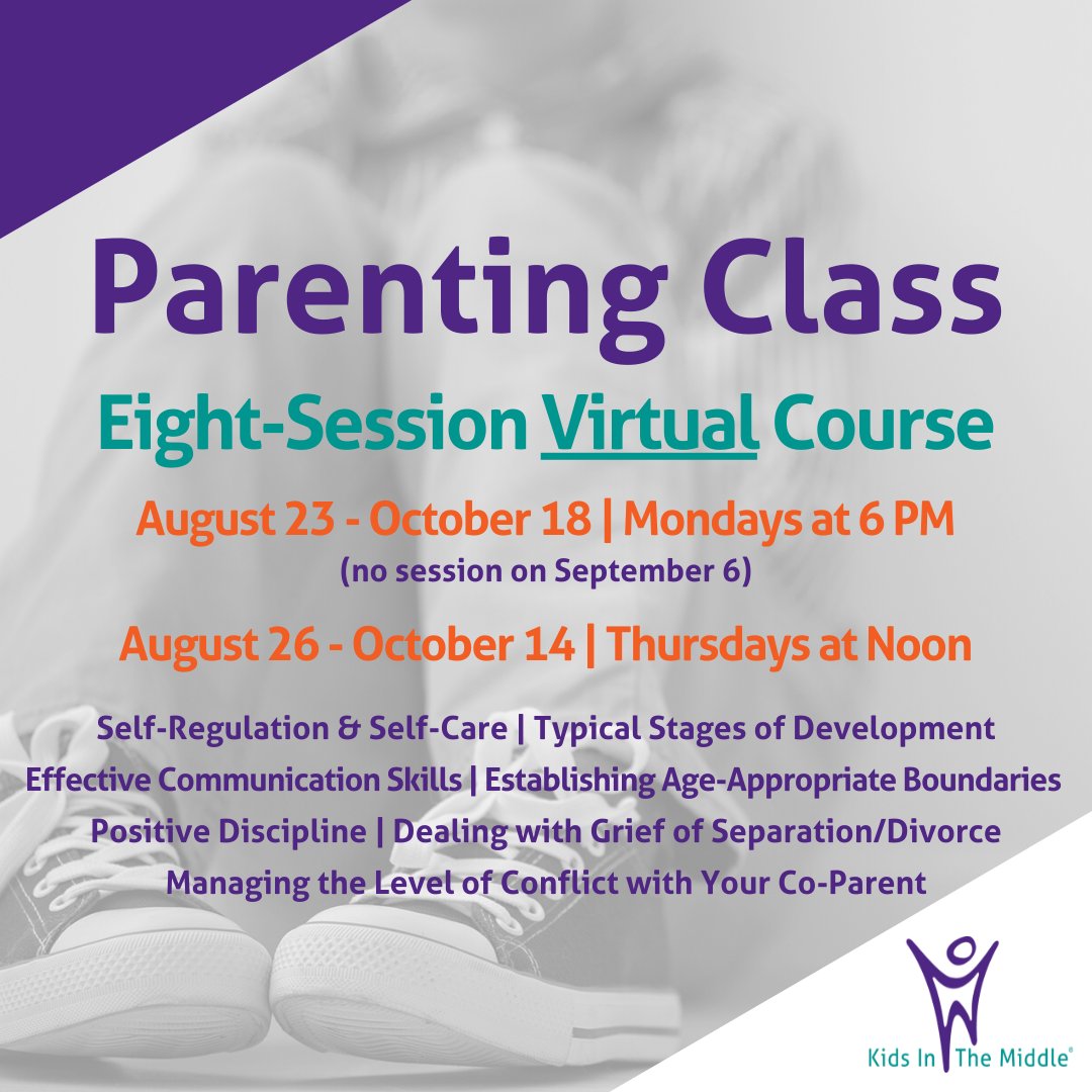 #Register today for one of our upcoming eight-session #ParentingClasses! Call Tia at 314-909.9922 x1000 to learn more. buff.ly/3ccvE8v #kidsinthemiddle #kitm #counseling #parenting #parentingtopics #helpingfamilies #coparent #virutalparentingclass #stagesofdevelopment