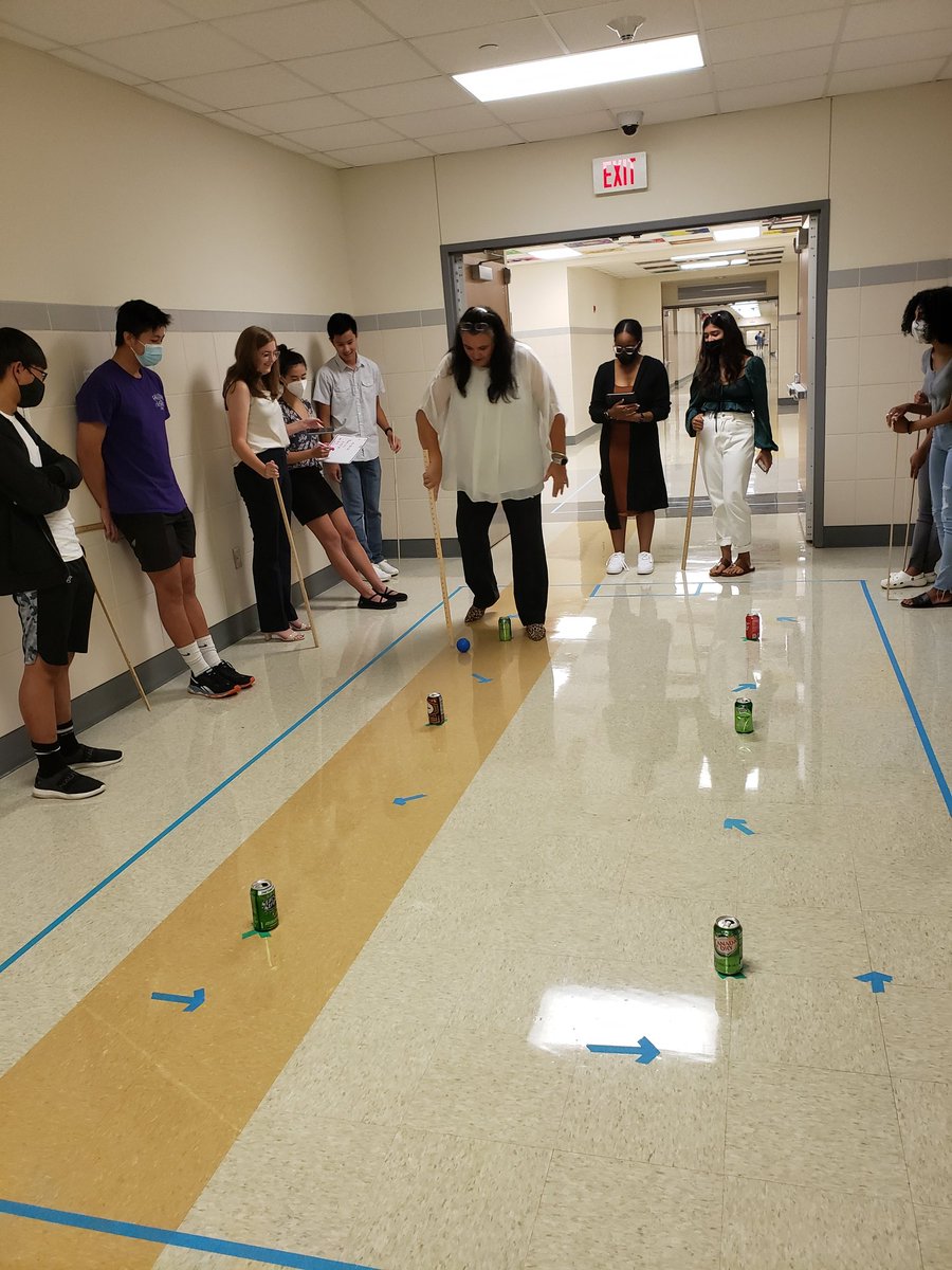 Inertia ball with AP Physics C this morning with a walk on addition to the class. Ms. Gilley has skill! @TCHSTalon