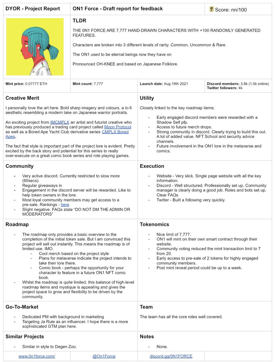 0xjck's tweet image. Here is a report I did on the @0n1Force project for my community of investors 10 days ago. 

We provided advice on the approach to investing in this project and importantly were prepared for the events of today. 

If you want these insights in advance get in touch.