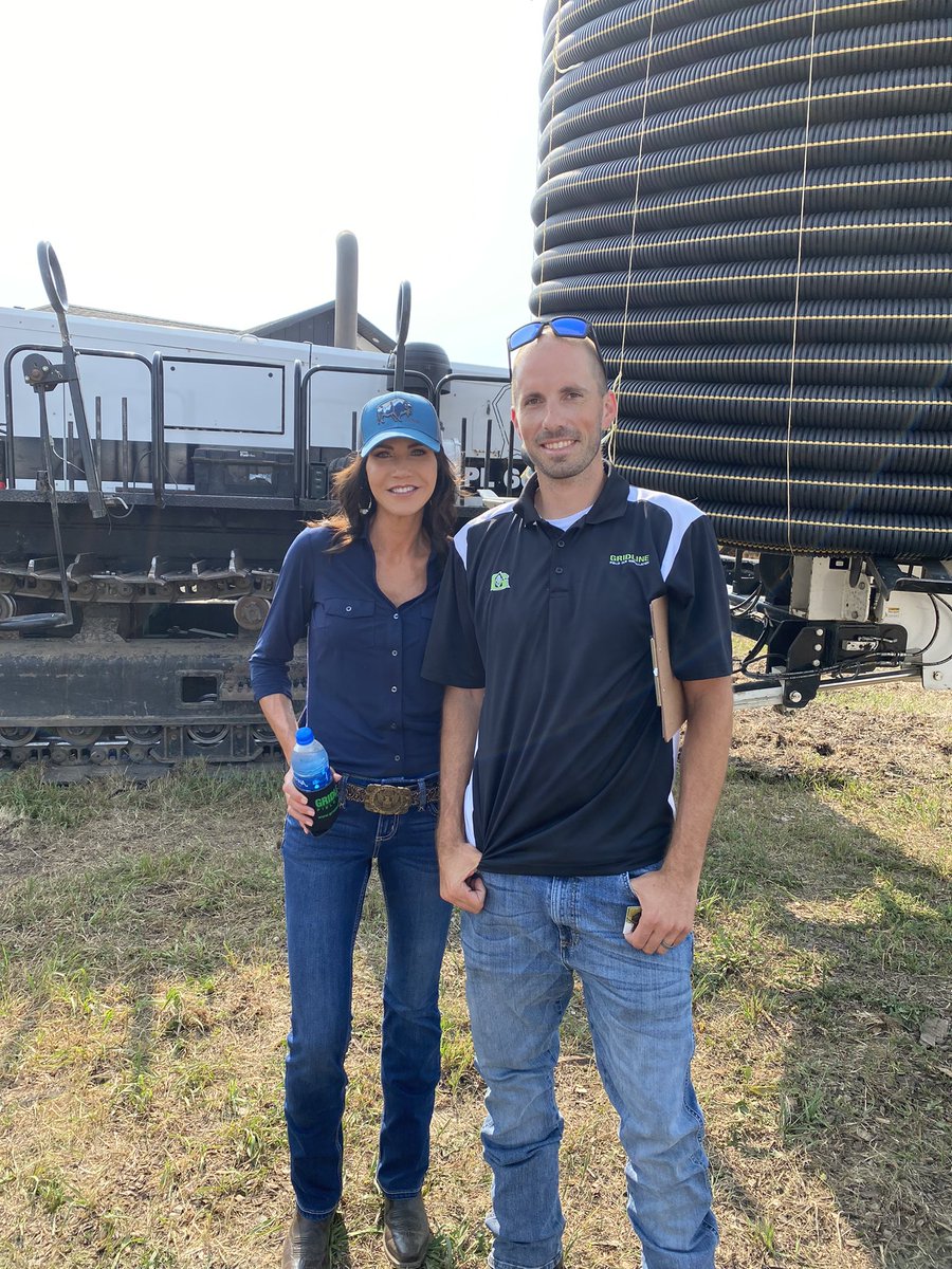GridlineTile's tweet photo. @govkristinoem stopped by my booth at Dakota Fest today. It’s definitely nice to have a governor that understands all of positive impacts and importance of drainge in our state. One of the many reasons I’m proud to be from South Dakota https://t.co/RlQ82dNC1v