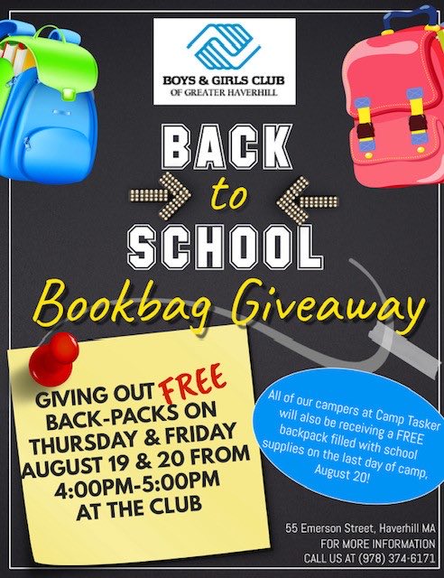VoteRichRosa's tweet photo. School supplies and backpacks available for students at the Boys and Girls Club of Greater Haverhill #HaverhillCan #ThisIsHaverhill https://t.co/iR8bpN2K6U
