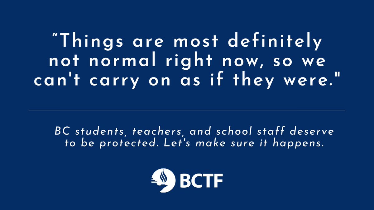 bctf's tweet photo. As the COVID19 Delta variant case numbers trend upwards, we are continuing our push for strong health and safety mandates to protect #bced students and staff returning to school on September 7. "Back to normal" will put kids and teachers at risk. #BCpoli must act. Thread 1/8 https://t.co/tny9qcb4Io
