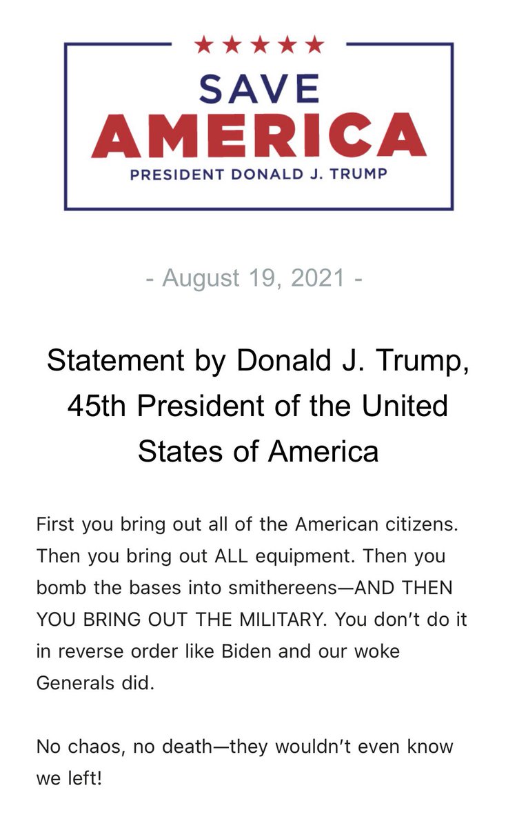 Statement by Donald J. Trump, 45th President of the United States of America