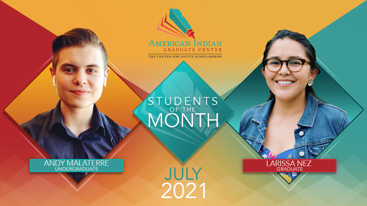Native_Forward's tweet image. 🎉 Congratulations Andy Malaterre (Undergraduate) and Larissa Nez(Graduate) –our July 2021 Student of the Month awardees!

✅ Andy Malaterre (Undergraduate) aigcs.org/students-of-th…
✅ Larissa Nez (Graduate) aigcs.org/students-of-th…

#TheCenterforNativeScholarships #MakingTheGrad