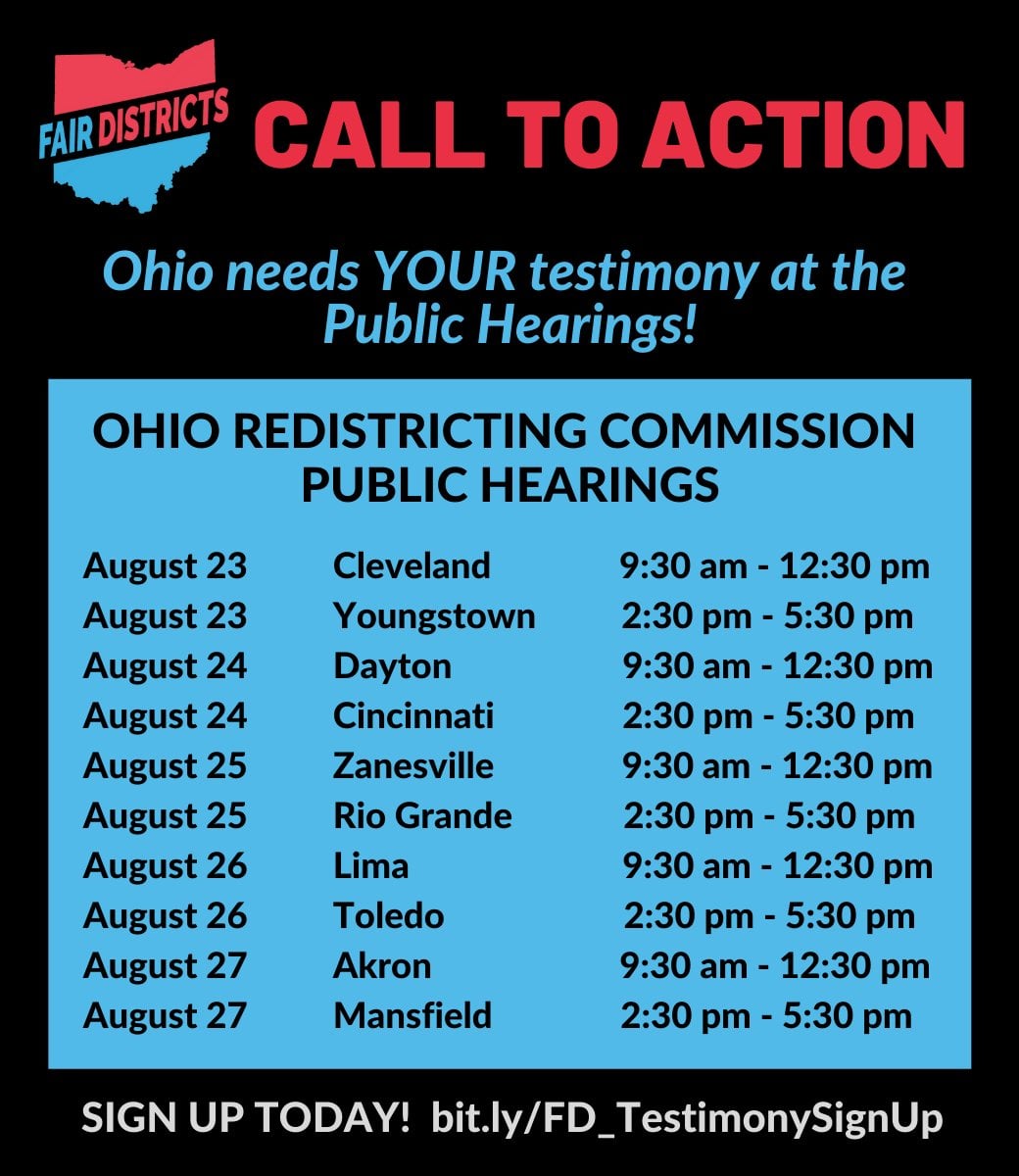 WestsideDems's tweet image. Join us and @OhFairDistricts next Tuesday, August 24, 2021 from 2:30 - 5 PM at the @uofcincy to get your input on Redistricting Ohio. 

#FairDistricts #FairDistricting #EndGerrymandering #Gerrymandering #Ohio