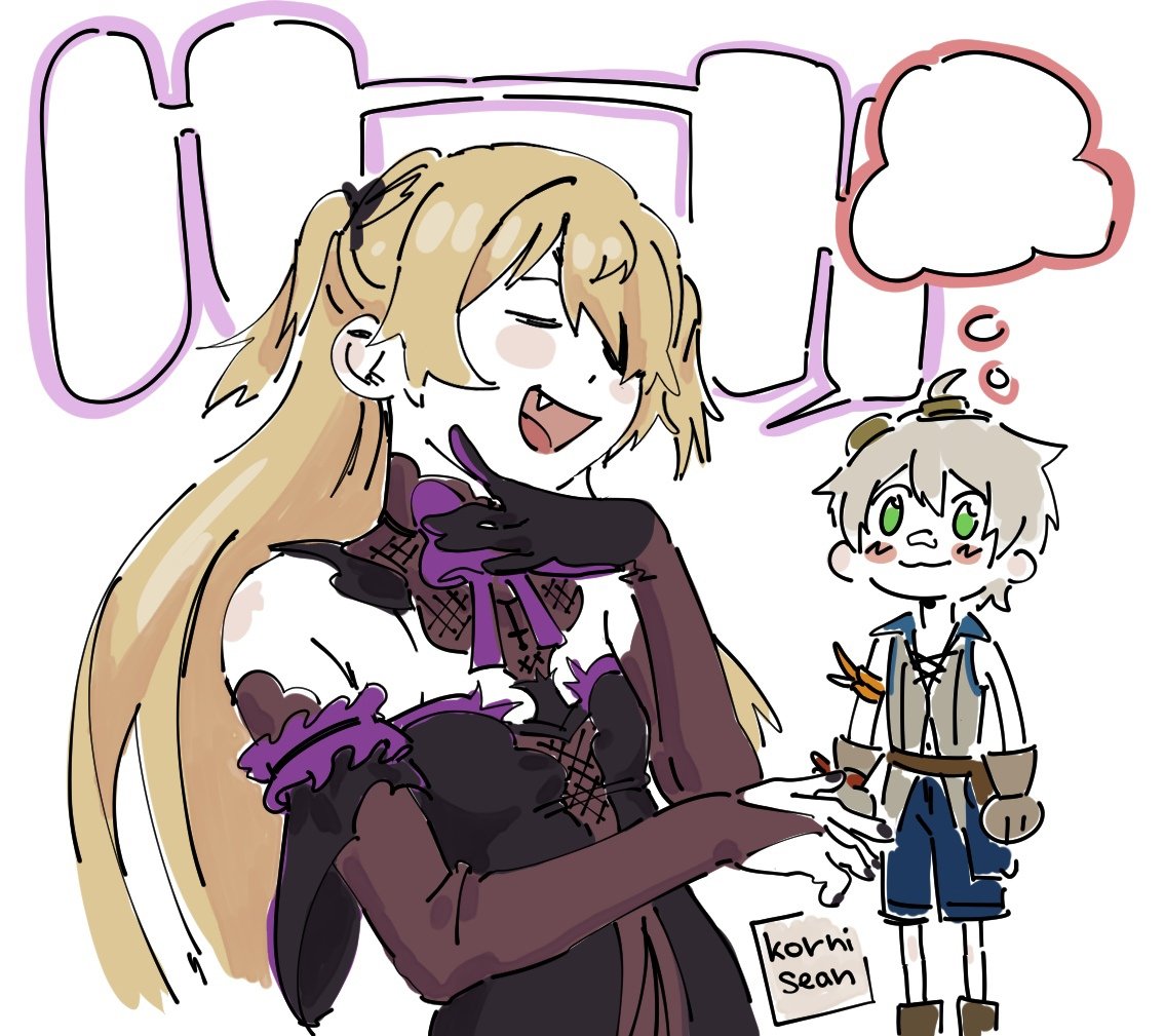 kornisean's tweet photo. i have a hc that bennet listen to every fischles storys even if he doesend quite understand everything >O<
#GenshinImpact #bennett #Fischl #原神 https://t.co/DpCJNpJ1tA