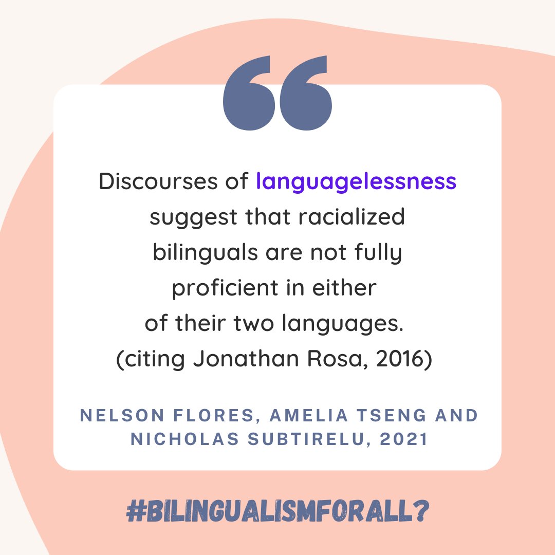 What if someone said you had no language? Teachers of #ELLs/#MLs, I beg you to stop saying 'they have no language'!  
#crt #antiracisteducation #languagematters #teachertwitter #esl #ellchat #raciolx
@DrJonathanRosa @nelsonlflores @linguisticpulse @AmeliaTseng