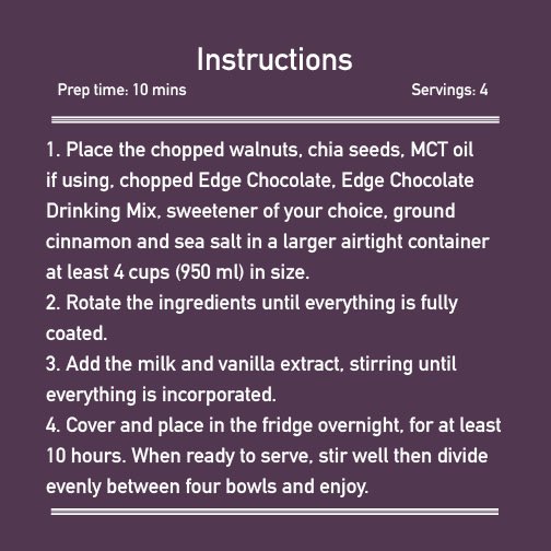 EdgeChocolate's tweet image. Overnight oats are so easy to make and you can meal prep them for breakfast all week long! Not to mention, they are super tasty(: 

Swipe for the recipe!!

#edgechocolate #ketochocolate #breakfastprep #fatfueled #lowcarbchocolate