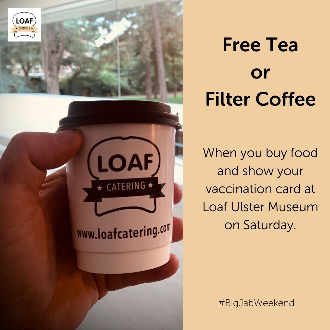 Call in for a lovely Loaf treat after your jab, present your vaccination card, and receive a free tea or filter coffee on the house. It’s that simple.   

Look forward to seeing you then. 😁 

#BigJabWeekend