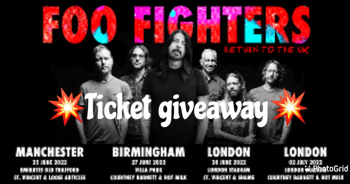 waxandbeans's tweet photo. We have two Foo Fighters tickets to giveaway for Manchester, June 25th 2022.

Simply;

1. Retweet this tweet.
2. Tag a mate who loves them below.

Further info on the attached screenshot. (Pinched from our IG).

#sjm
#foofighters
#waxandbeans https://t.co/bAWeSXD0Hs