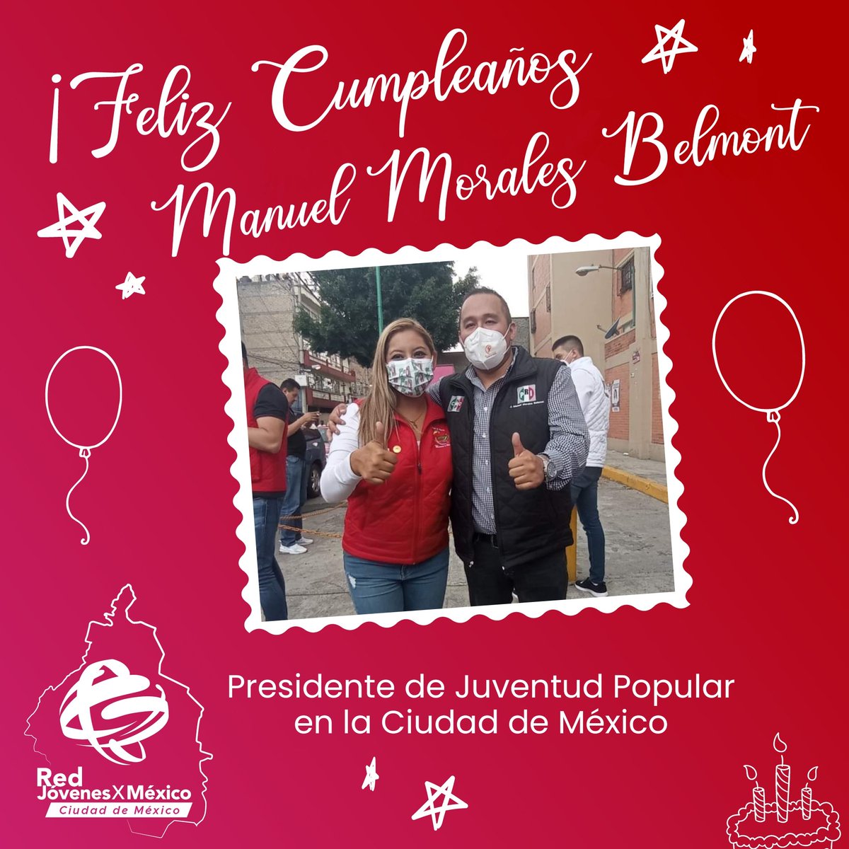 Desde la Red Jóvenes por México CDMX queremos felicitar al presidente de <a href="/jp_cdmx_/">Juventud Popular Ciudad de México</a>, Manuel Morales Belmont. Le enviamos un fuerte abrazo y nuestros mejores deseos. 🎉🎂