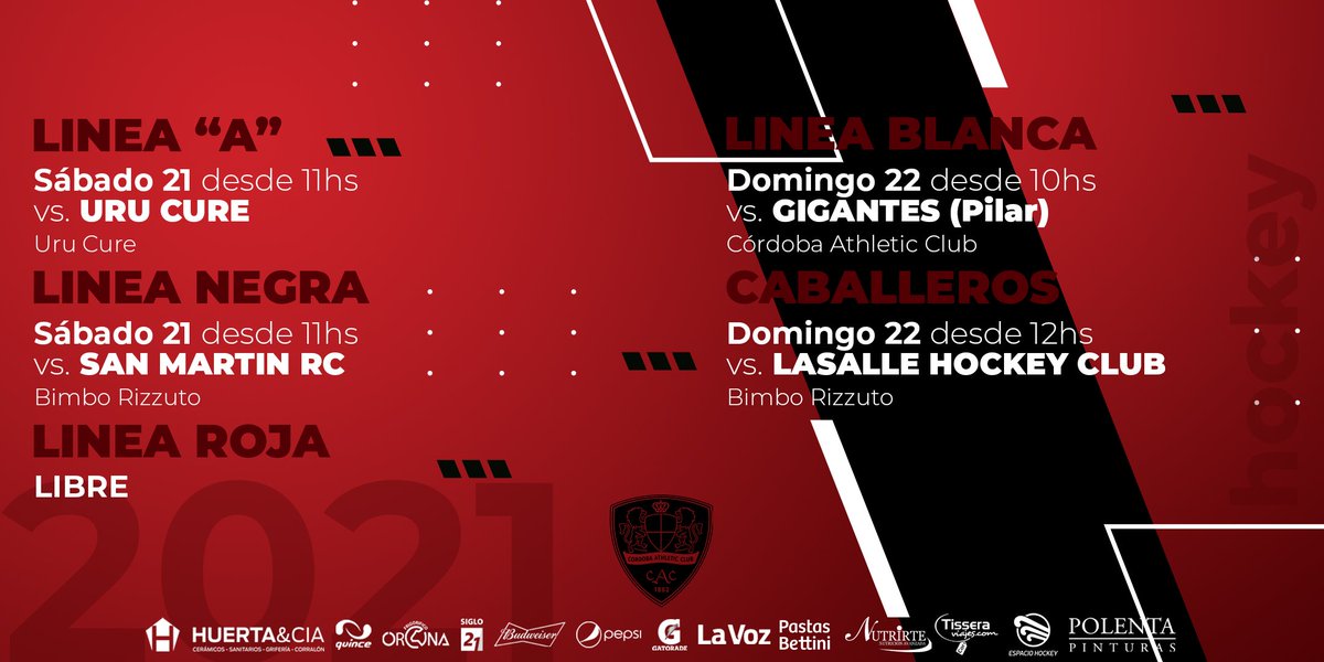 CordobaAthletic's tweet photo. #Hockey 

Te compartimos la grilla de este fin de semana para las distintas líneas de nuestro hockey.

#FamiliaDeLeones #CAC1882 #HockeyCba #FieldHockey #FACHSC https://t.co/h0TmWWyOOc