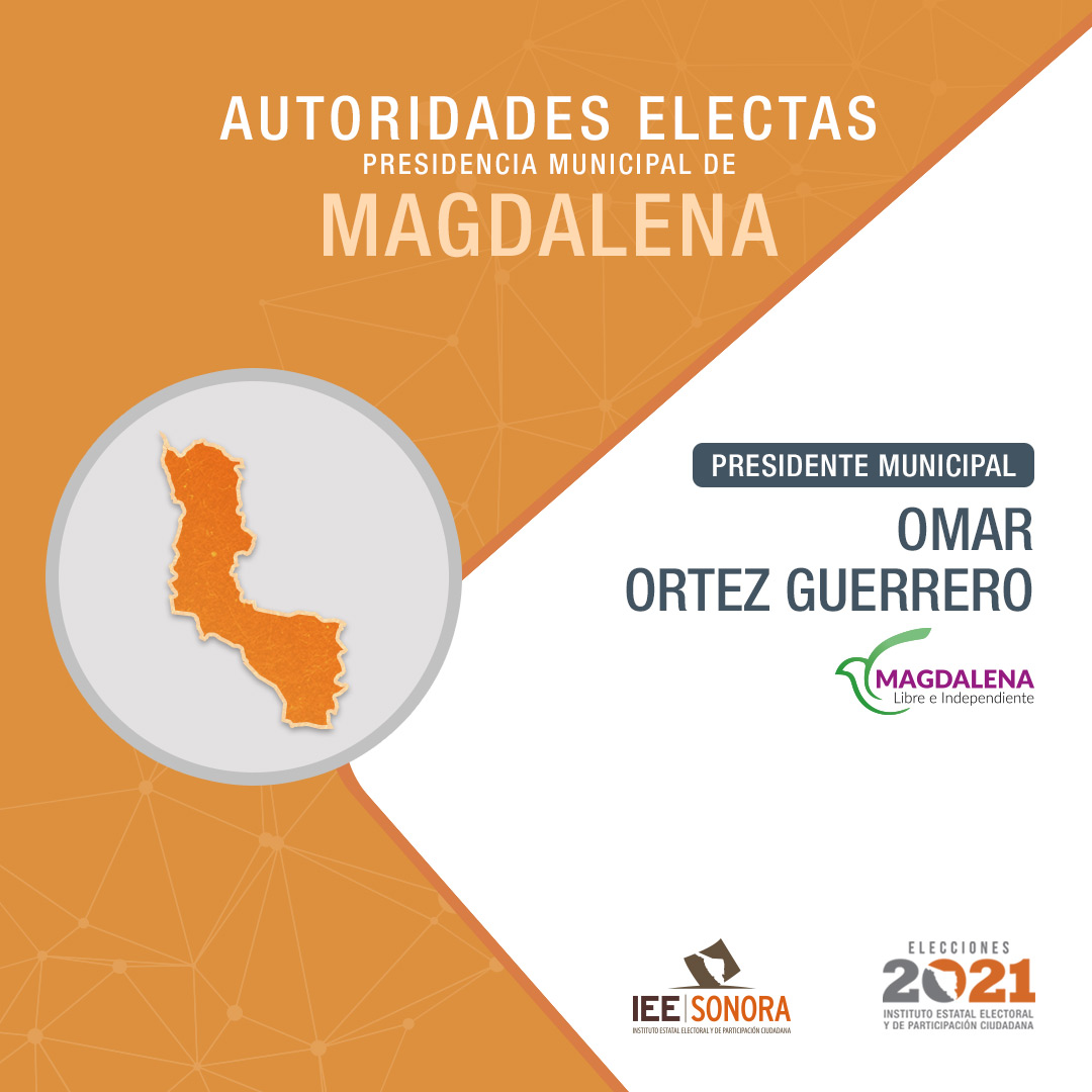 IEESonora's tweet photo. Te presentamos a la autoridad política que fue elegida en #Magdalena por la ciudadanía el pasado 6 de Junio. Encuentra tu municipio en nuestro micrositio #Elecciones2021 y da clic en el apartado de Presidencias Municipales.
https://t.co/ao7rawCjtV https://t.co/9zJc0LnU1L