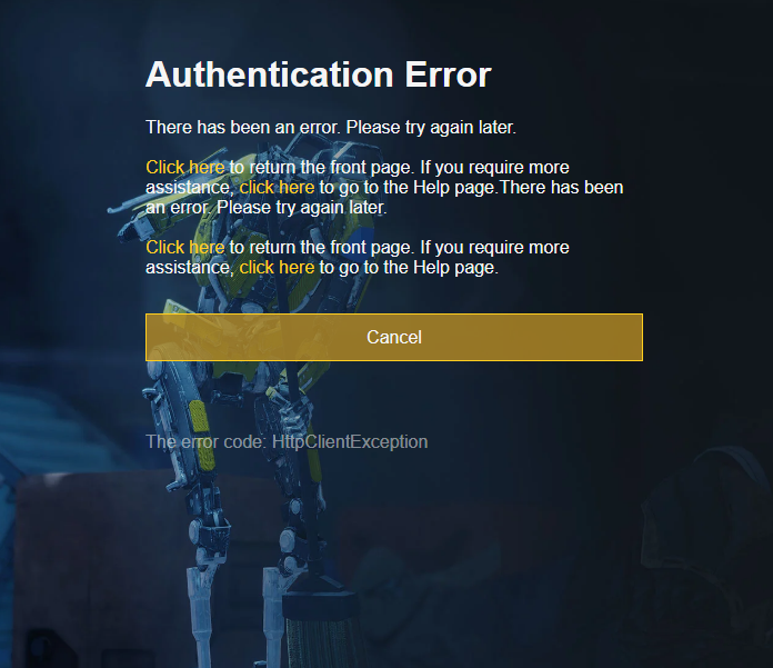 Brenstock12's tweet photo. @BungieHelp I get this every time I try to log in to the website. https://t.co/0gZ2IUhGfL