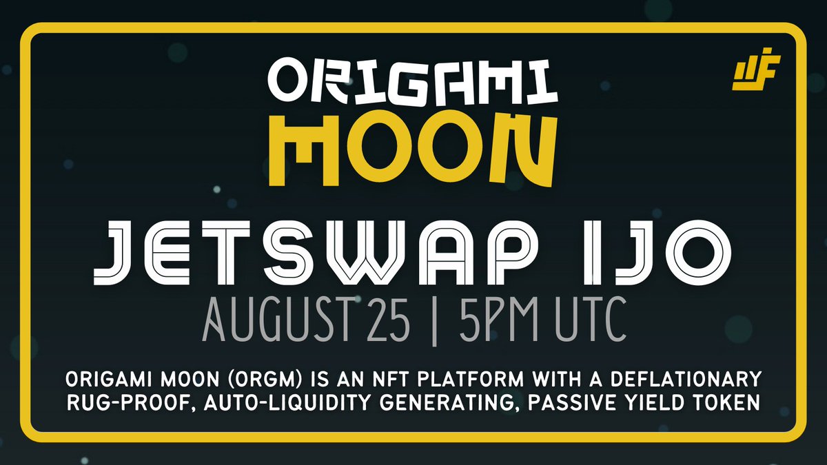 💰 GIVEAWAY 💰

To celebrate our upcoming IJO on JetSwap, by <a href="/Jetfuelfinance/">Jetfuel Finance Multi Chain Ecosystem 🚀</a>, we're giving away $750 worth of NFTs &amp; crypto!

RULES:
🔥 Follow @OrigamiMoon_io
💬 Join t.me/OrigamiMoon
🔁 RT

🤑 3 lucky winners will each get a OrigamiMoon NFT + $50 $BUSD!
