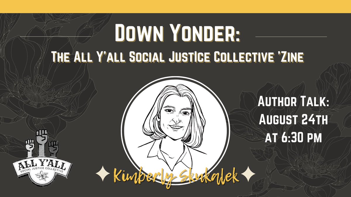On August 24th at 6:30 pm, join us for an Author Talk with Kimberly Skukalek about her Down Yonder submission, "Self Care Just Discovered". You can read her piece and register for the zoom event at this link: allyalledu.com/down-yonder-zi…
#AllYallEdu