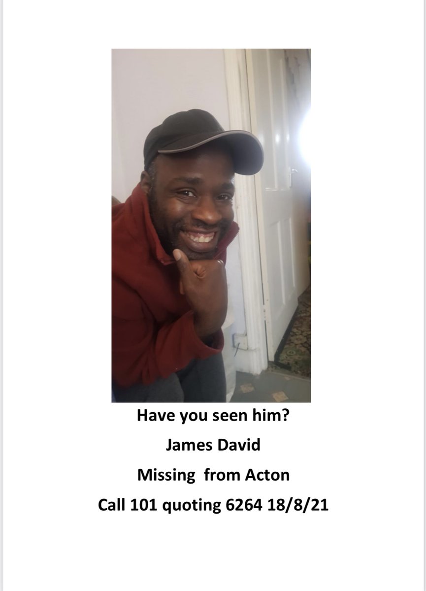 HillingdonDNs&CCTs (@hillingdondns) on Twitter photo URGENT - MISSING PERSON
This is a brother of our CNWL colleague. He is vulnerable and has been missing since yesterday - at the request of his family PLEASE SHARE FAR AND WIDE
<a href="/CNWLNHS/">CNWL NHS FT</a> <a href="/NHSMngr/">NHS Manager</a> <a href="/mariaannobrien/">Maria O'Brien</a> <a href="/Bmat111/">Bertha Matunge</a> <a href="/Kimrice91687664/">Kim rice</a> URGENT - MISSING PERSON
This is a brother of our CNWL colleague. He is vulnerable and has been missing since yesterday - at the request of his family PLEASE SHARE FAR AND WIDE
<a href="/CNWLNHS/">CNWL NHS FT</a> <a href="/NHSMngr/">NHS Manager</a> <a href="/mariaannobrien/">Maria O'Brien</a> <a href="/Bmat111/">Bertha Matunge</a> <a href="/Kimrice91687664/">Kim rice</a>