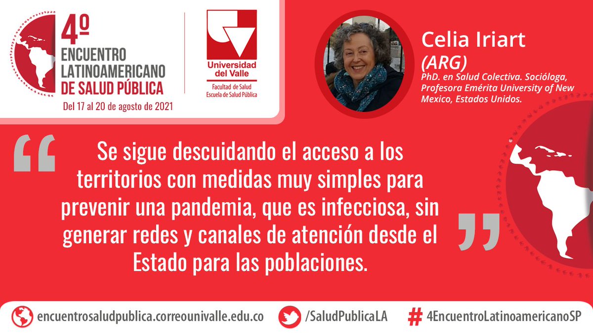 SaludPublicaLA's tweet photo. Algunas frases que nos dejaron las conferencistas Celia Iriart y Yadira Borrero en la Conferencia inaugural del #4EncuentroLatinoamericanoSP 👤🗣️ https://t.co/IXJPKakzhh