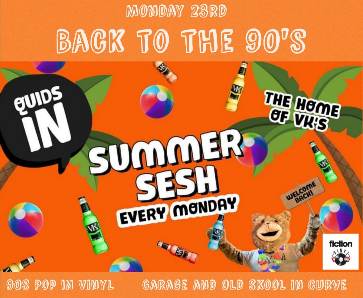 GET THAT 90s FEELING NEXT MONDAY

NON STOP 90s 

VINYL - 90s pop
CURVE - GARAGE &amp; OLD SKOOL.

 Book your tickets now 

#garage #oldskool #pop