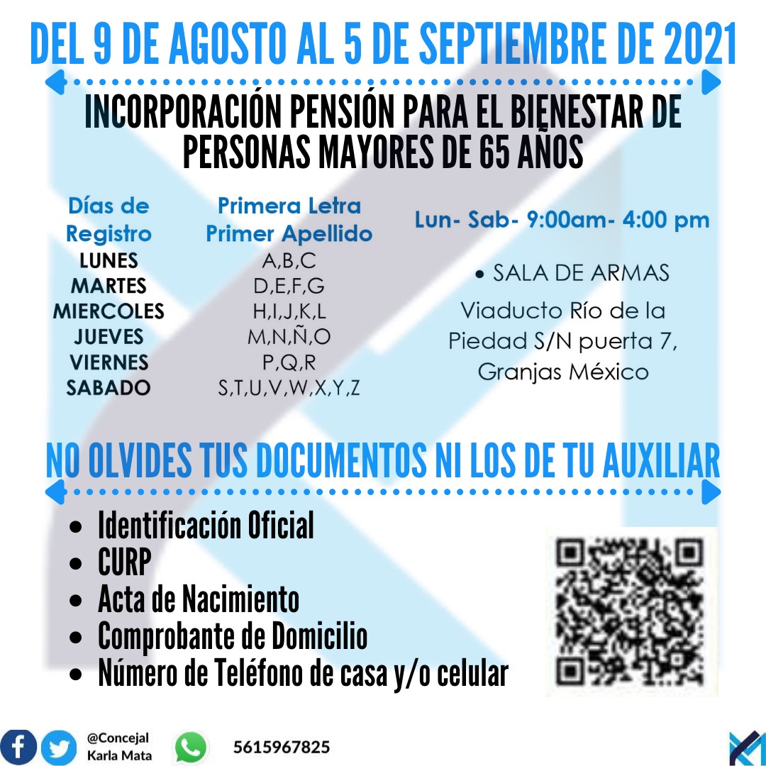KarlaMataSalas's tweet photo. ⚠️AVISO⚠️
Vecinas y vecinos en Iztacalco, te recordamos que siguen todo este mes hasta el 5 de septiembre los trámites de INCORPORACIÓN para el programa de adultos mayores 65+.
https://t.co/9TrB0Zpel4
#TuConcejalEnIztacalco
#TeamKMS
#TeamSTCyJM https://t.co/BOg8yhryrQ