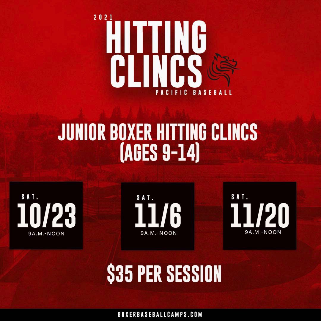 BoxersBaseball's tweet photo. Junior Boxer Hitting Clinics ➡️ every 2 weeks starting 10/23. Learn to hit the #BoxerWay. Great opportunity to develop hitting skills and work with Pacific University coaches &amp; student-athletes!  Get registered at: https://t.co/Qr3x2X9f6s @BeavertonBALL @goboxers @pacificu https://t.co/Tsq4Mg1Yi3