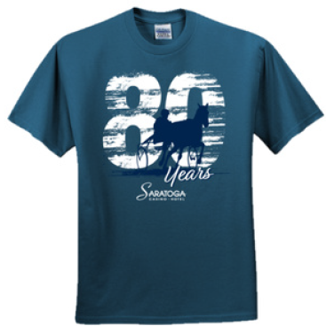 SaratogaBets's tweet photo. Giveaway alert! Get a FREE Saratoga Harness 80th Anniversary t-shirt this Saturday night! T-shirt coupons are located in Saturday's live racing program and can be redeemed in the Mezzanine, while supplies last. The racing action gets underway at 6:45pm. #SaratogaHarness #SHHA https://t.co/nIaXznoq57