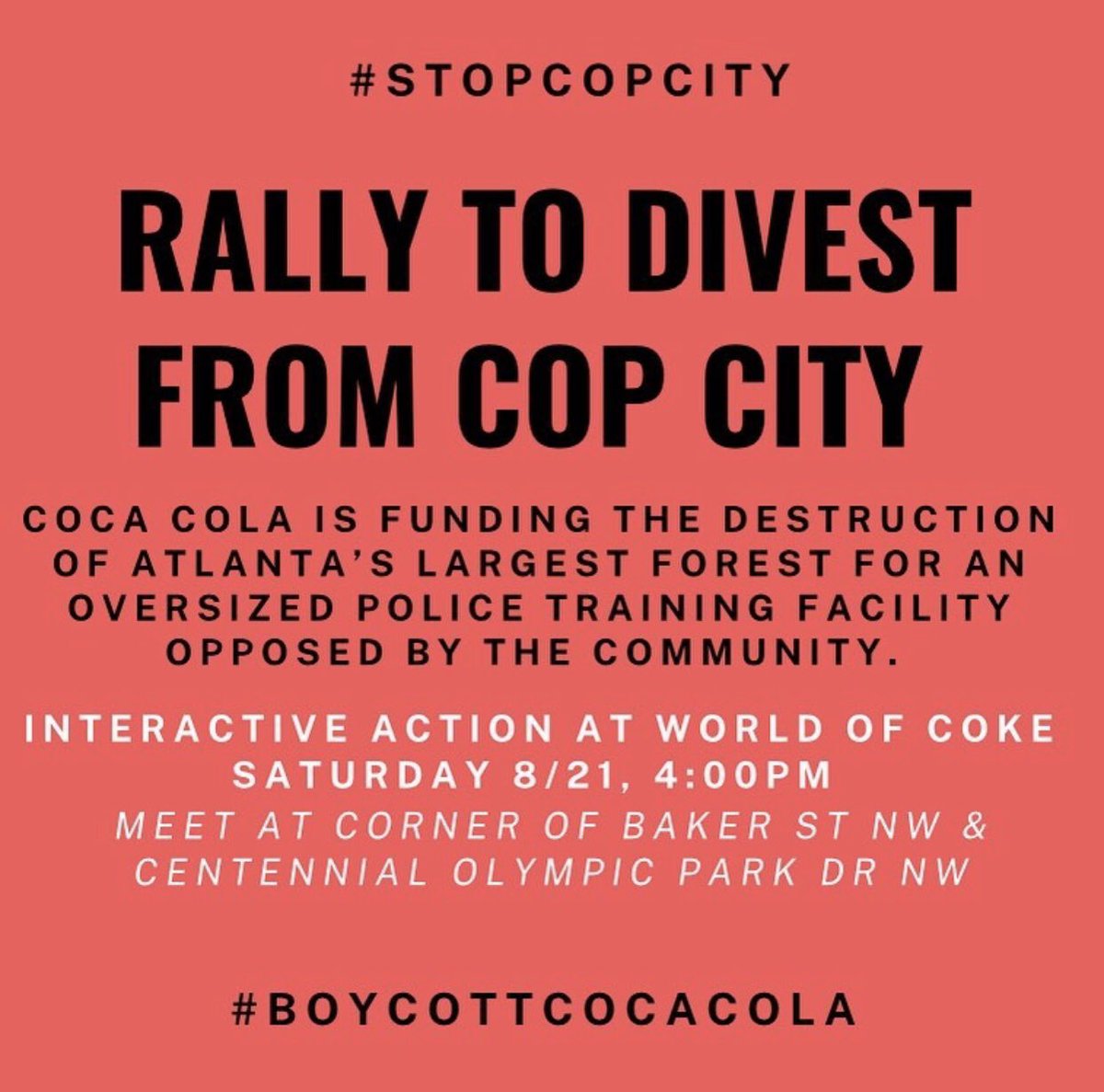 Insert Creative Name (@falcon_0_4) on Twitter photo Letโs show up, Atlanta! While I think itโs important to continue pressuring city council, whether by calling them, showing up where they live, rallies, etc., it is also important to push for divestment in case the vote passes. Diversity of tactics is key! Letโs show up, Atlanta! While I think itโs important to continue pressuring city council, whether by calling them, showing up where they live, rallies, etc., it is also important to push for divestment in case the vote passes. Diversity of tactics is key!