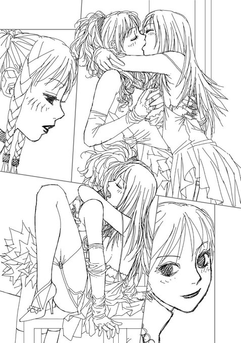 「My doll house」の下描き
台詞フキダシ擬音無し絵その、39

髪型が違うのは1コマ目と4コマ目は回想シーンだからです😅 