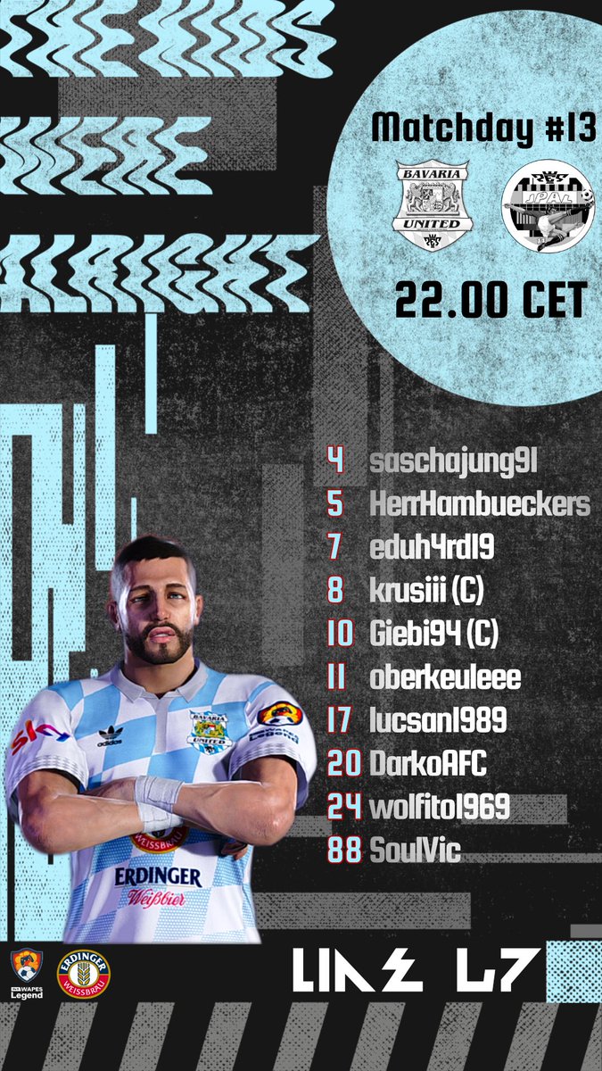 📋 Our Starting-11 for today against <a href="/occhin2/">In progression PES FUMA</a>

📽️ We will be live at twitch.tv/giebi94

Pack ma's 🔵⚪

#bav | #vs | #jpal | #wapesleague