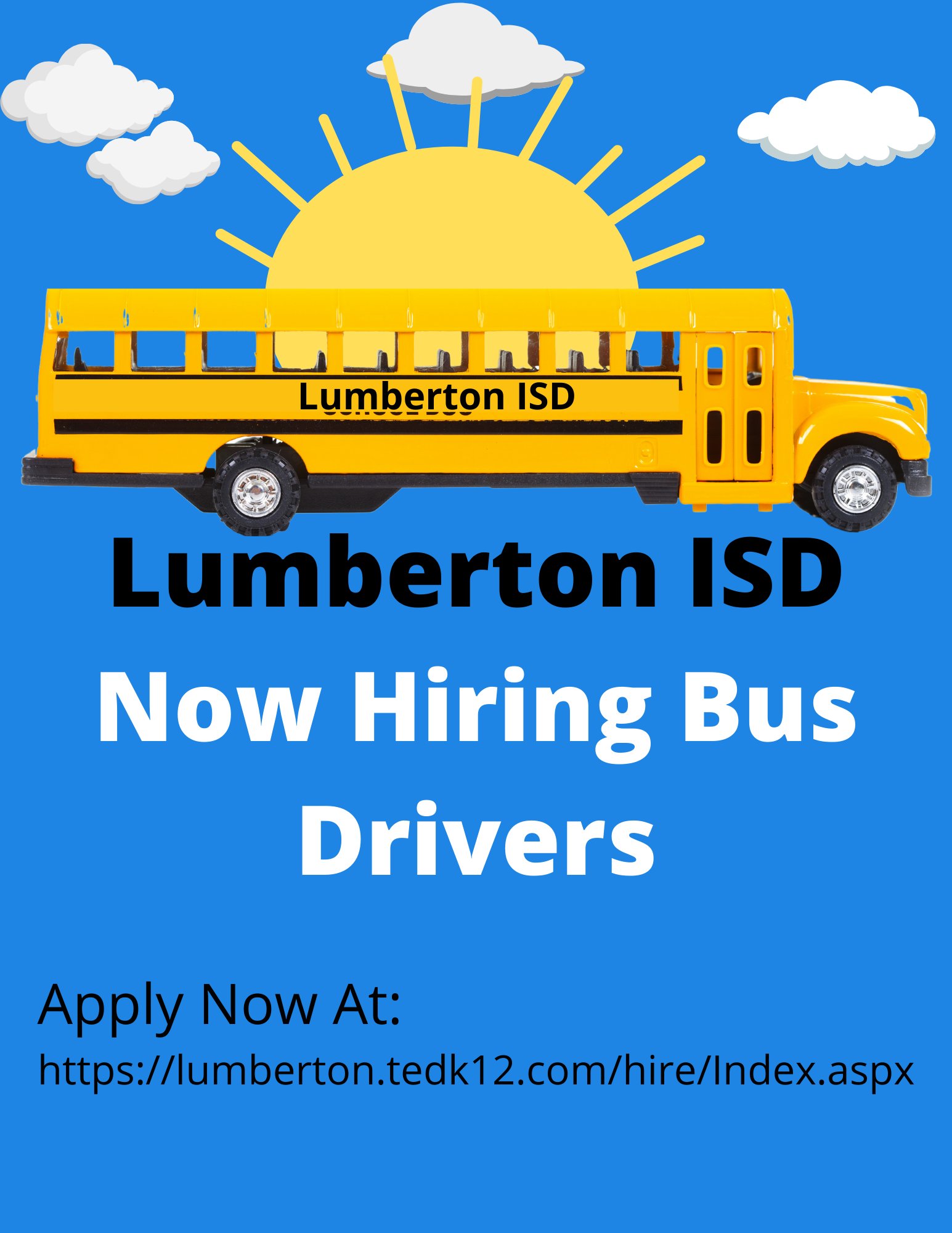 LumbertonISD on Twitter "Lumberton ISD is hiring bus drivers. Apply
